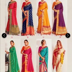 Indian Designer Traditional soft Lichi Silk Woven Saree Sari